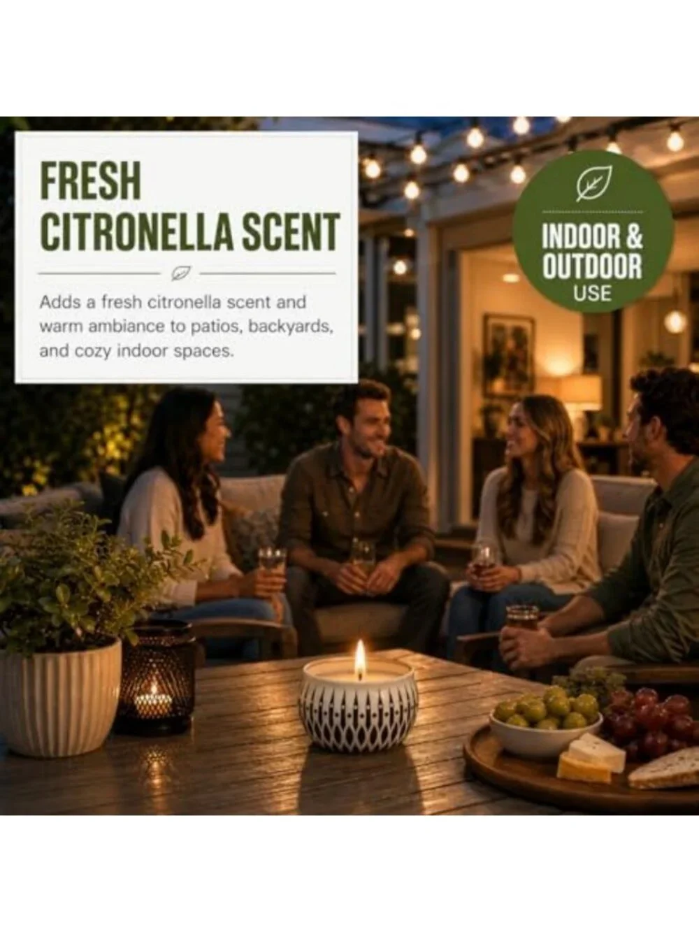 24 Pack Citronella Candles - Soy Wax Tins for Outdoor, Patio, BBQ & Camping